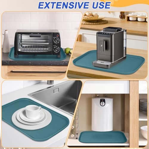 Waterproof Silicone Pet Food Mat with Raised Edge for Dog & Cat (Slate Blue / 19"L x 12"W)