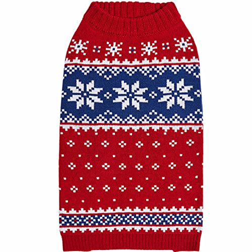 Christmas Snowflake Dog Sweater in Festive Red (16 inch (Pack of 1) / Snowflake - Festive Red)