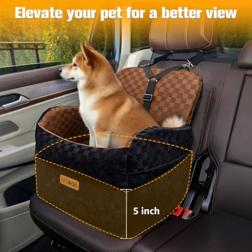 Waterproof Dog Car Seat for Small Medium Dogs (Brown / Medium)