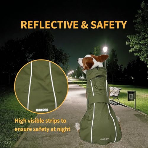 Adjustable Waterproof Dog Raincoat for Dogs (Army Green / 3X-Large(77-94lb))