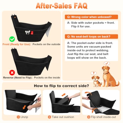 Elevated Dog Car Seat for Small and Medium Dogs Up to 35 lb (Black)