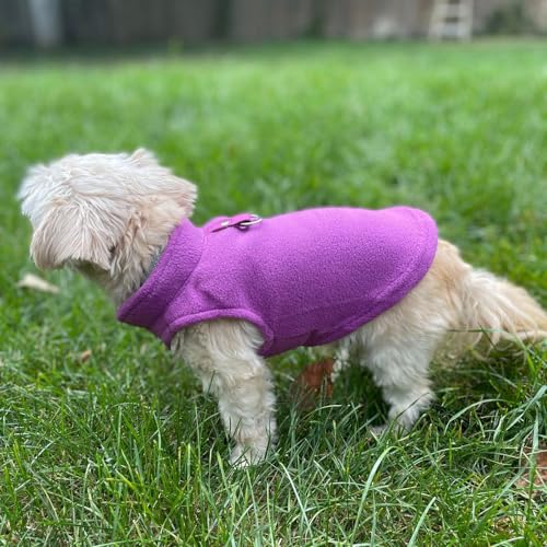 Dog Fleece Vest Sweater with Leash Ring (S (4-6lbs) / Purple)