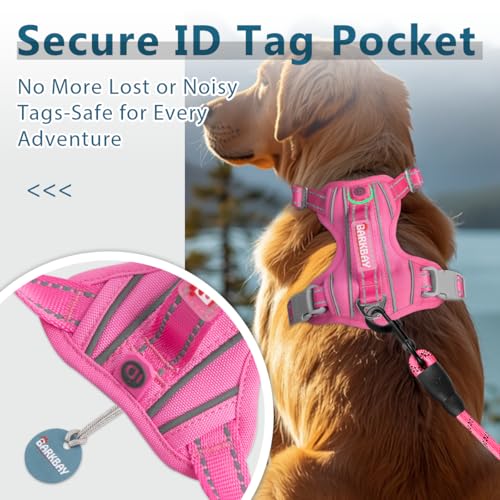 No Pull Dog Harness for Medium Sized Dogs (Medium(Chest:22.5-28") / Pink-Oxford)