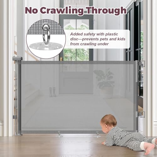 Retractable Baby Gate for Stairs & Doorways (Gray / 34" Tall x 55" Wide)