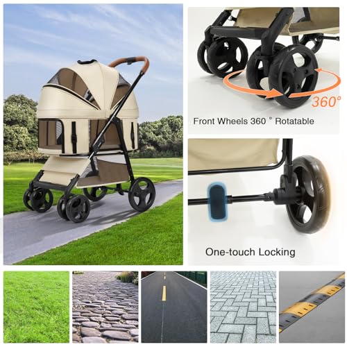4 Wheels Pet Stroller for Small (Grey)