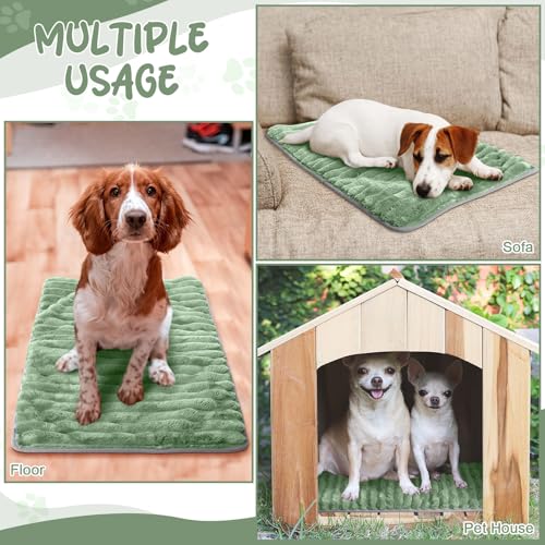 4 Pack Self Warming Cat Bed 24 x18 Self Heating Dog Cat Pad Bulk Crate Mat Extra Warm Thermal Big Pet Pad for Indoor Outdoor Pets Houses with Removable Washable Cover Non Slip (Light Green)
