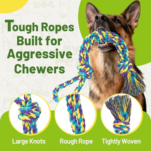 9 Pack Dog Rope Toys for Large Dogs (Assorted Colors)