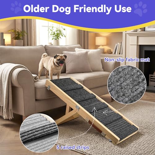 2026 Upgraded Small Dog Ramp for Couch Foldable (A-wood Color / 80×30cm-for couch)