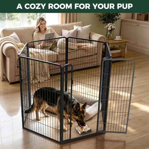 Homeplus Indoor Dog Playpen with Lick Mat (Black / 45"H)