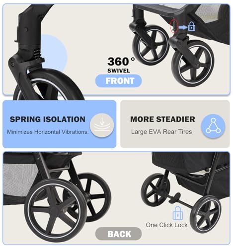 Dog Stroller for Medium Large Dogs up to 66lbs Portable&Foldable (Black / Medium)