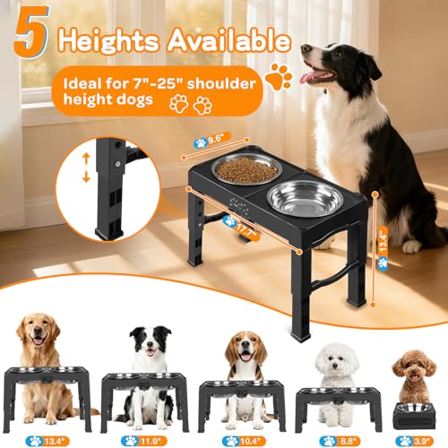 Elevated Dog Bowls (Black / 7.1" for Medium Dogs)