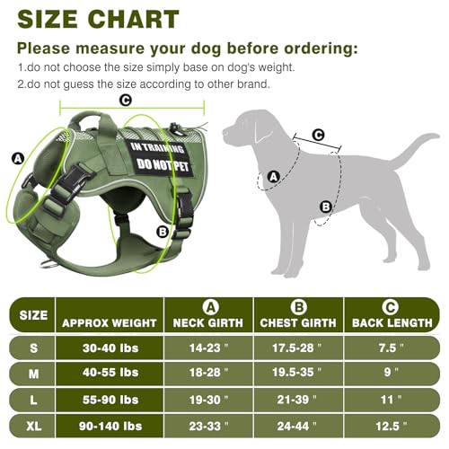 Service Dog in Training Mesh Harness with 10 Removale Pet Patches (Medium / Green)