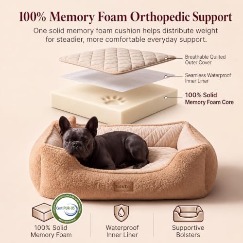 Cooling Orthopedic Dog Bed for Large Dogs (Tan / 47"L × 37"W (L))