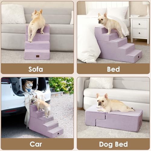 Dog Stairs for Bed 18" H (Lilac / Standard 15" x 24" x 18")