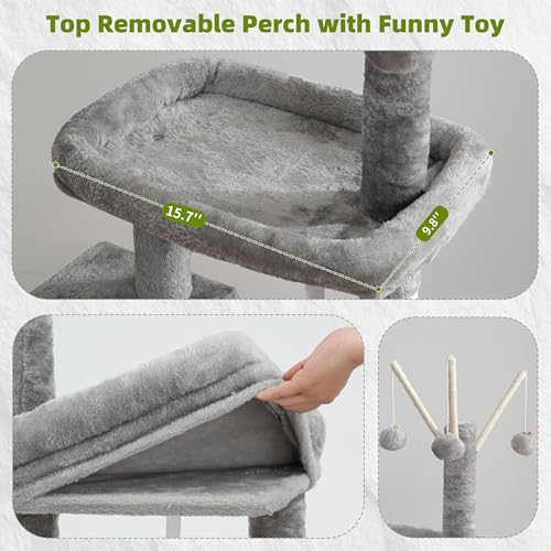 Cat Tree Tower for Indoor Cats (47.24 inches / Light gray)