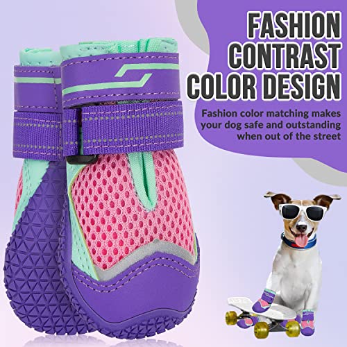Dog Shoes for Large Small Medium Dogs (Purple / #5 (Width 2.4 inch) for 40-58 lbs)