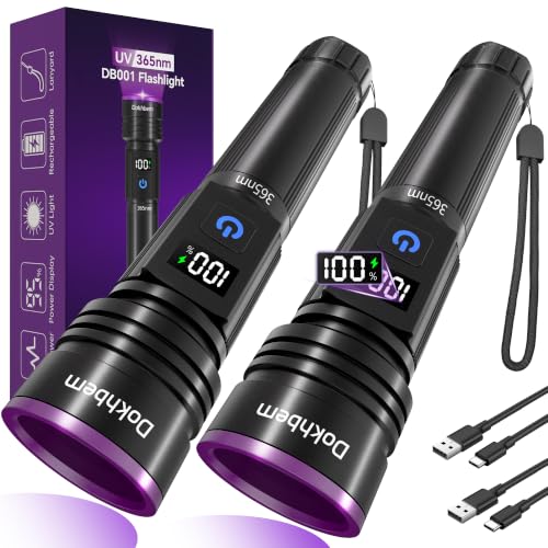 365nm UV Flashlight 2Pack Rechargeable Black Light for Pet Urine Detection (2PACK)