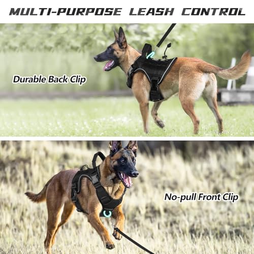 Black Tactical Dog Harness for Medium Size Dogs (Black / Medium: 30-50 lbs (Chest:24-28",Neck:17-19"))