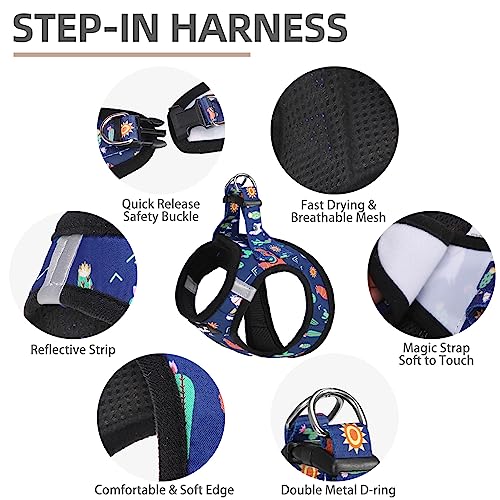 Dog Harness Collar and Leash Set No Pull for Small Medium Sized (Navy Blue(Alpaca) / XXS (CHEST 11.5"-13"))