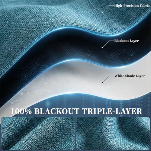100% Blackout Self Adhesive Curtains (52"W x 60"L (Pack of 1) / Stone Blue)