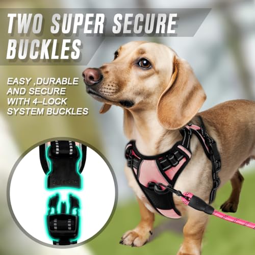 Dog Harness No Pull for Small Sized Dog Front Back Clips (X-Small(Chest:15.5-19.5”) / Light Pink)