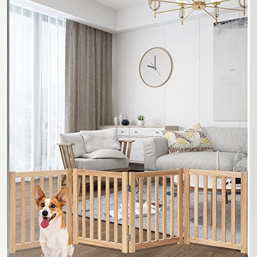 Wooden Free Standing Dog Gate 80" W x 24" H (Natural / 80"W x 24"H)