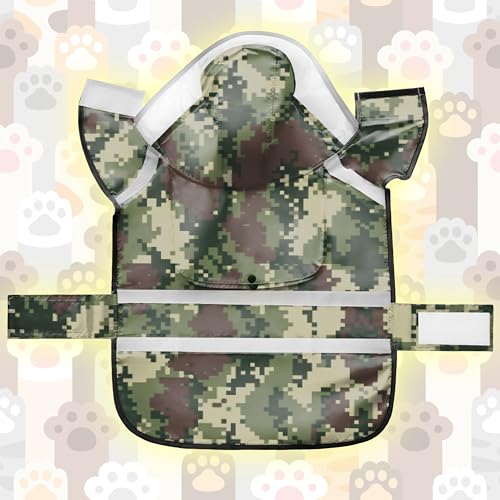 Dog Raincoat Adjustable Rain Jacket with Hooded Double Layer for Large Medium Small Dogs Puppies (Camouflage Green / Small)