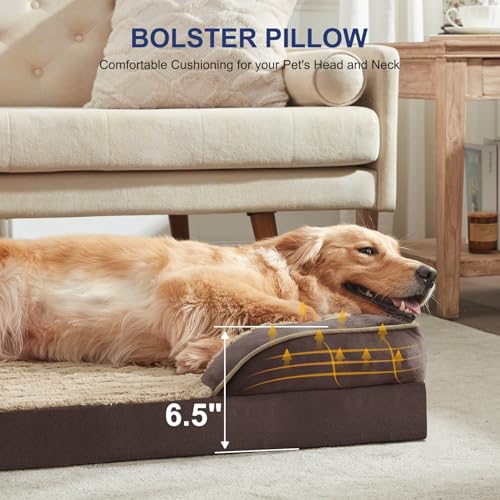Orthopedic Supportive Extra Large Dog Bed (48.0''l x 35.0''w x 6.5''th / Khaki)