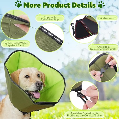 Soft Dog Cone After Surgery (Green / XL (Neck:16.5"-20"))