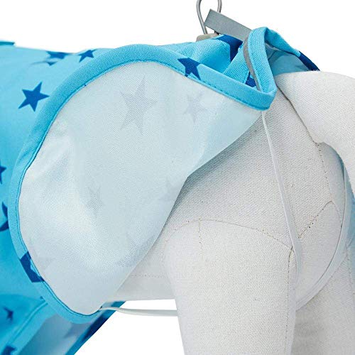 18" Star Prints Lightweight Reflective Waterproof Dog Raincoat with Hood & Harness Hole (18 Inch / 2-legged - Blue, Star Prints)