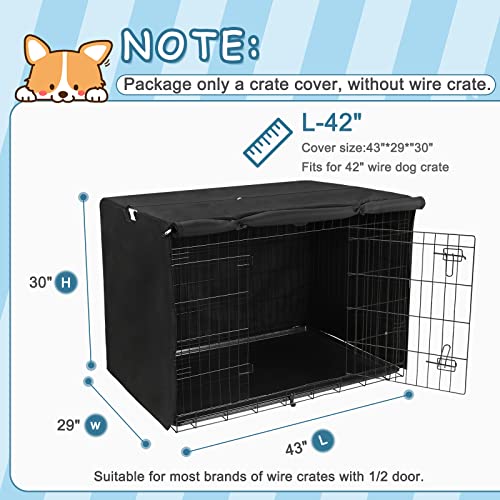 42" Dog Crate Cover for Large Wire Crate (42.0"L x 28.0"W x 30.0"H / Black)