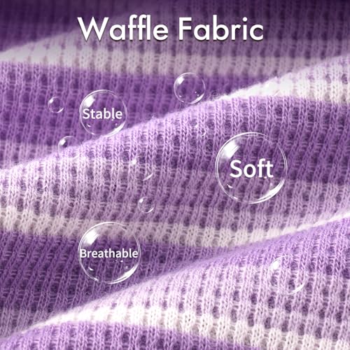 3Pack Dog Shirts Lightweight Waffle Dog Shirt for Small DogsSleeveless Dog Shirt for Small Medium Boy Girl Dogs Cozy & Breathable Pet Vest (M(Back: 13.8", Chest: 17.7", 8.8-13.2lbs) / Striped+Light Purple+Deep Purple)