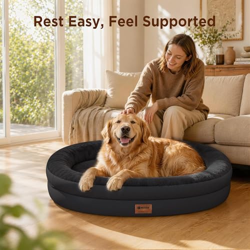 Waterproof Orthopedic Dog Bed for Medium Dogs (Black / 35"L x 25"W x 7"Th)