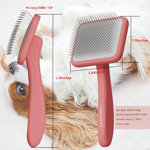 Dog Slicker Brush for Long Haired Dogs Fluffy Grooming Deshedding (Pink)