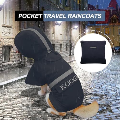 Dog Raincoat Waterproof Hooded (Navy Blue / 2XL-Fit for 20 to 33 pounds)
