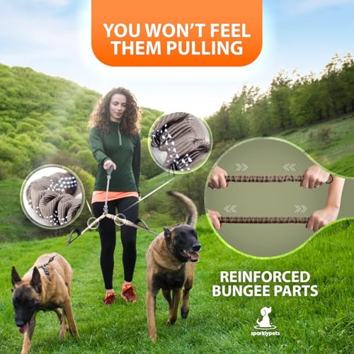 Double Dog Leash for 2 Dogs (Brown)