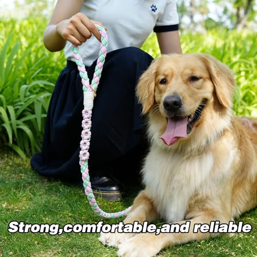 5FT Braided Cotton Rope Leash for Small (Spring Blossom)