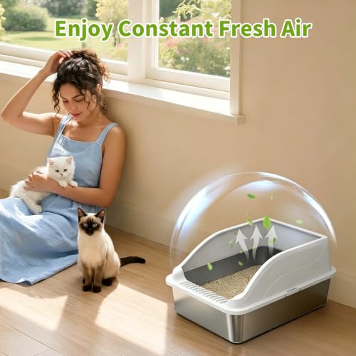 Stainless Steel Cat Litter Box (Light Grey XL)