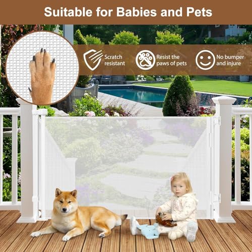 100" Wide Weatherproof Outdoor Retractable Gate (White / 35" X 100")
