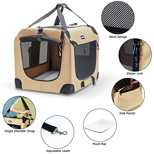 Portable Collapsible Dog Crate (Beige / 24.0"L x 17.0"W x 17.0"H)