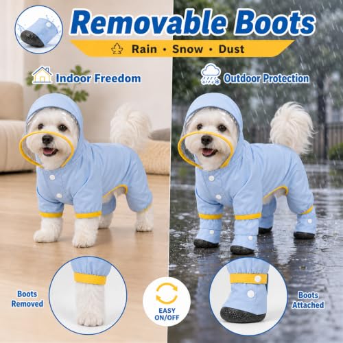 Dog Raincoat with Removable Boots (Blue / XS(1-3lb))