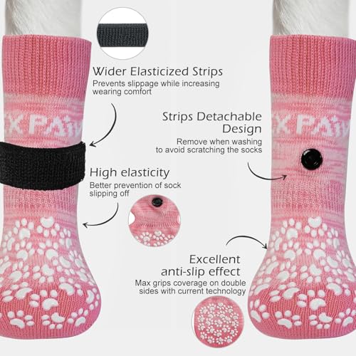 6PCS Anti Slip Dog Socks to Prevent Licking Paws (X-large (6 Count) / Pink)