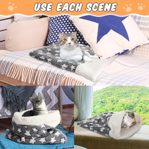 Self Heating Cat Sleeping Bag for Indoor Cats (Classic Style / Gray)
