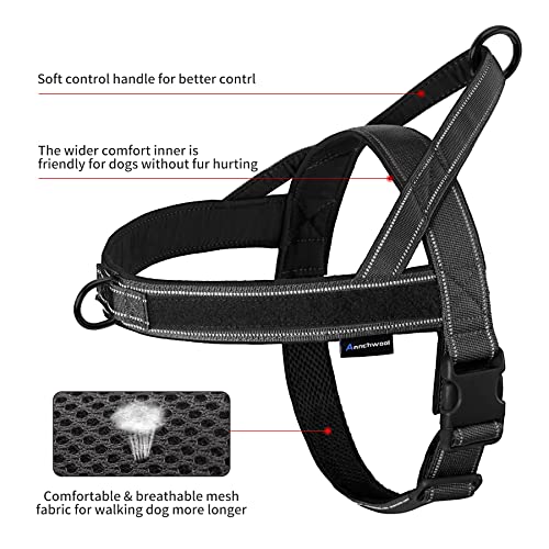 No Pull Dog Harness with Padded Handle+5 Ft Leash (S / Black Set)