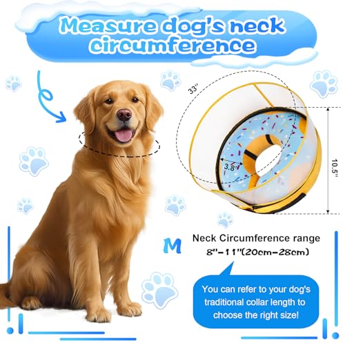 Inflatable Dog Cone Collar with Detachable Enhanced Anti (Blue / M（neck 8"-11"）)