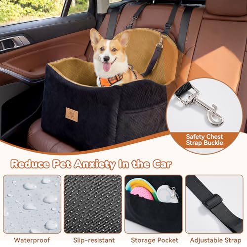 Dog Car Seat for Medium (Black/Brown)