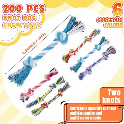 100 Pcs Knot Rope Dog Toys Multi Color