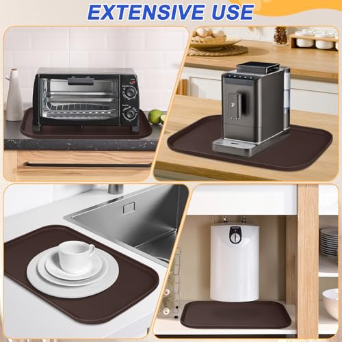 Waterproof Silicone Pet Food Mat with Raised Edge for Dog & Cat (Dark Brown / 19"L x 12"W)