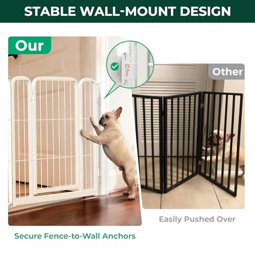 Dog Gate Extra Wide Adjustable for Openings Up to 69" (White / Up to 69" W【2 Panels + 1 Door】 / 24"H)