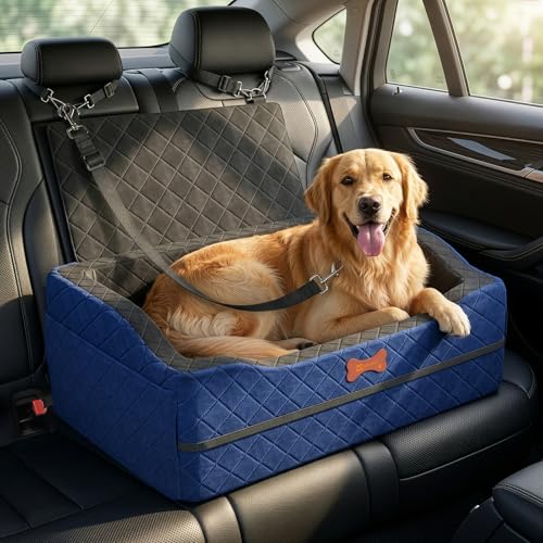 Dog Car Seat for Medium Large Dogs (Navy Blue / Large)